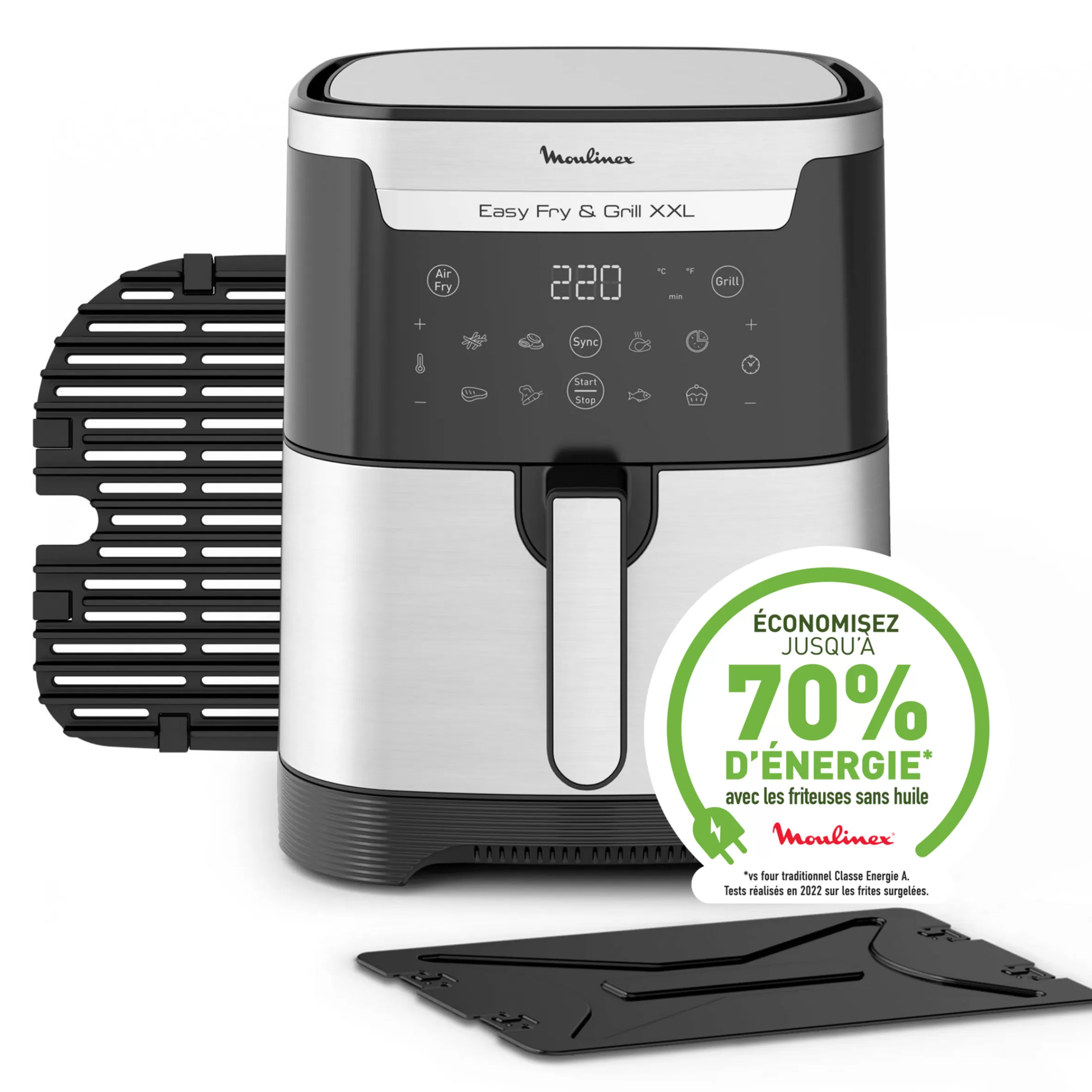 Moulinex Olievrije friteuses<Airfryer Easy Fry & Grill Xxl 6,5 L, Airfryer, Grill, 8 Programma's, 2 Kookzones