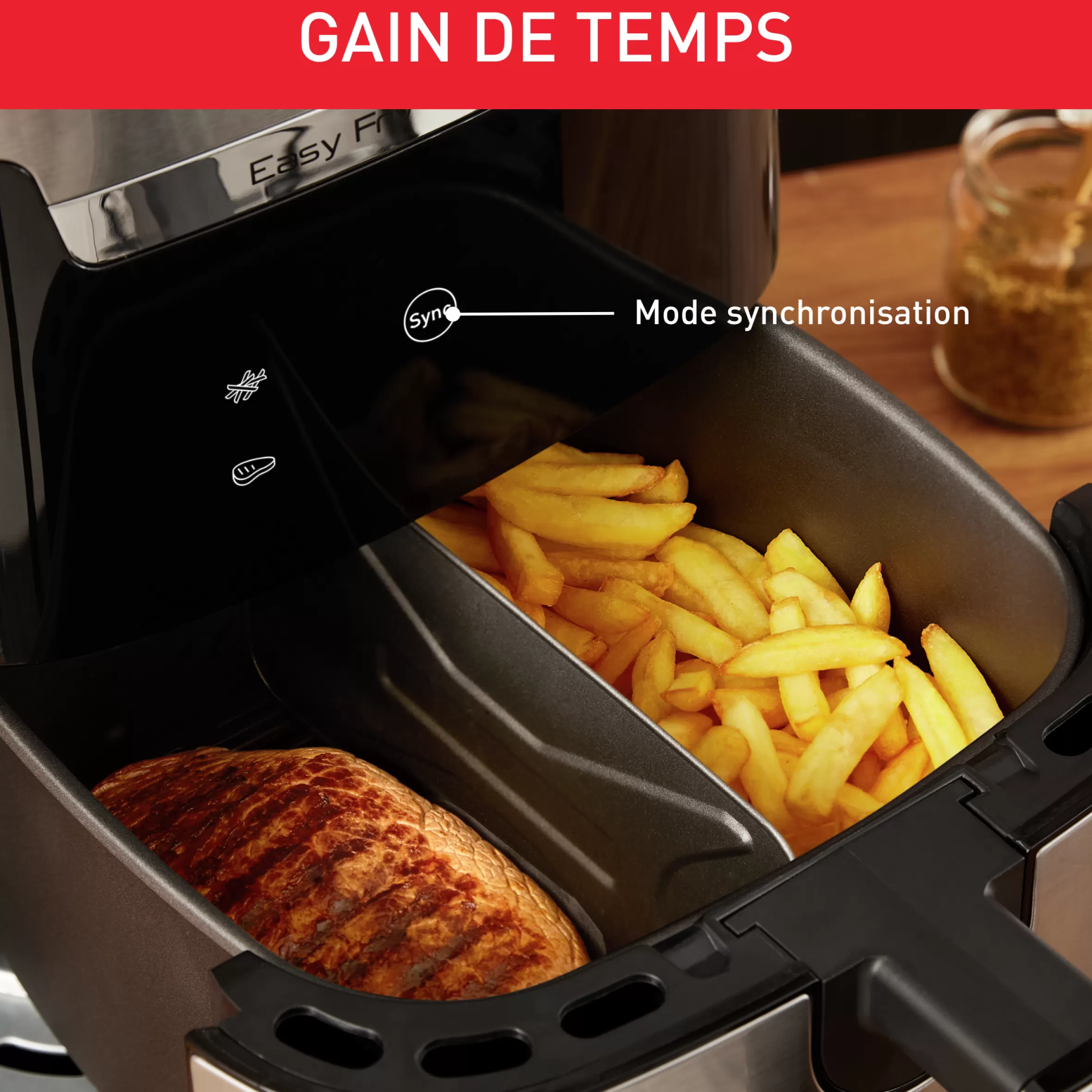 Moulinex Olievrije friteuses<Airfryer Easy Fry & Grill Xxl 6,5 L, Airfryer, Grill, 8 Programma's, 2 Kookzones