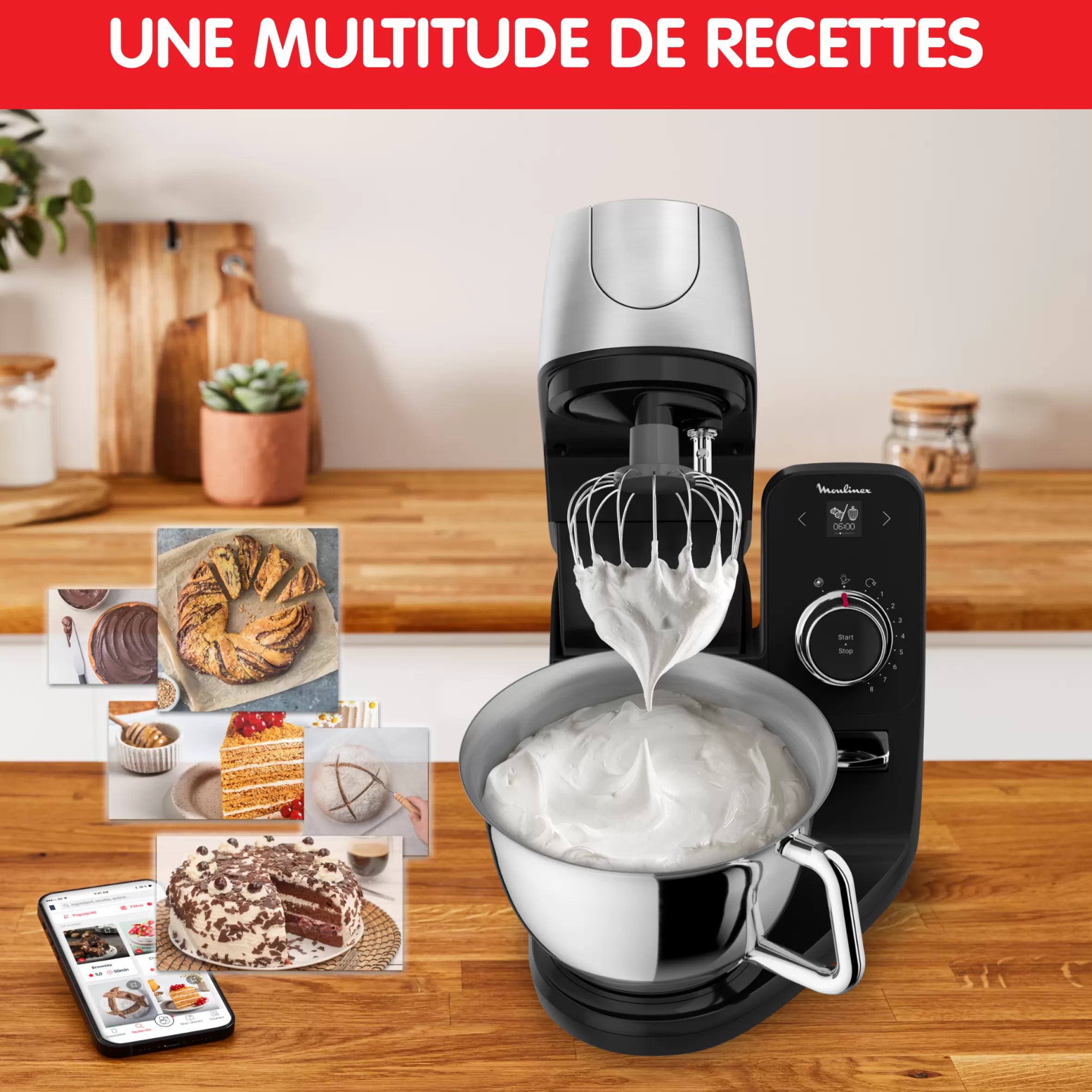 Moulinex Gebakrobots<Coach, Pastry Robot, 8 programma's, Coaching in de gratis app, Brush + Maryse