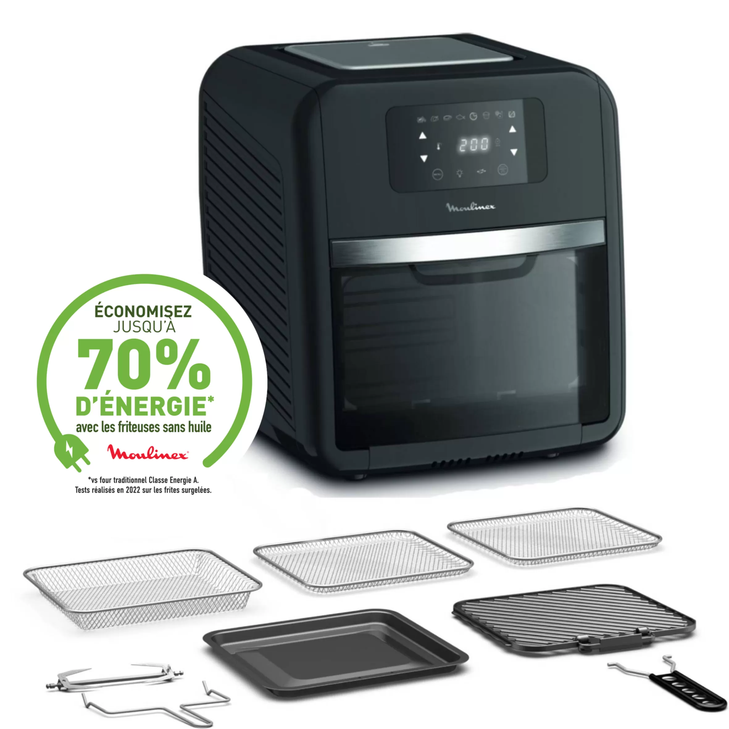 Moulinex Olievrije friteuses<Easy Fry multifunctionele 9-in-1 en grill, olievrije friteuse, 11 l, 8 programma's, luchtfriteuse