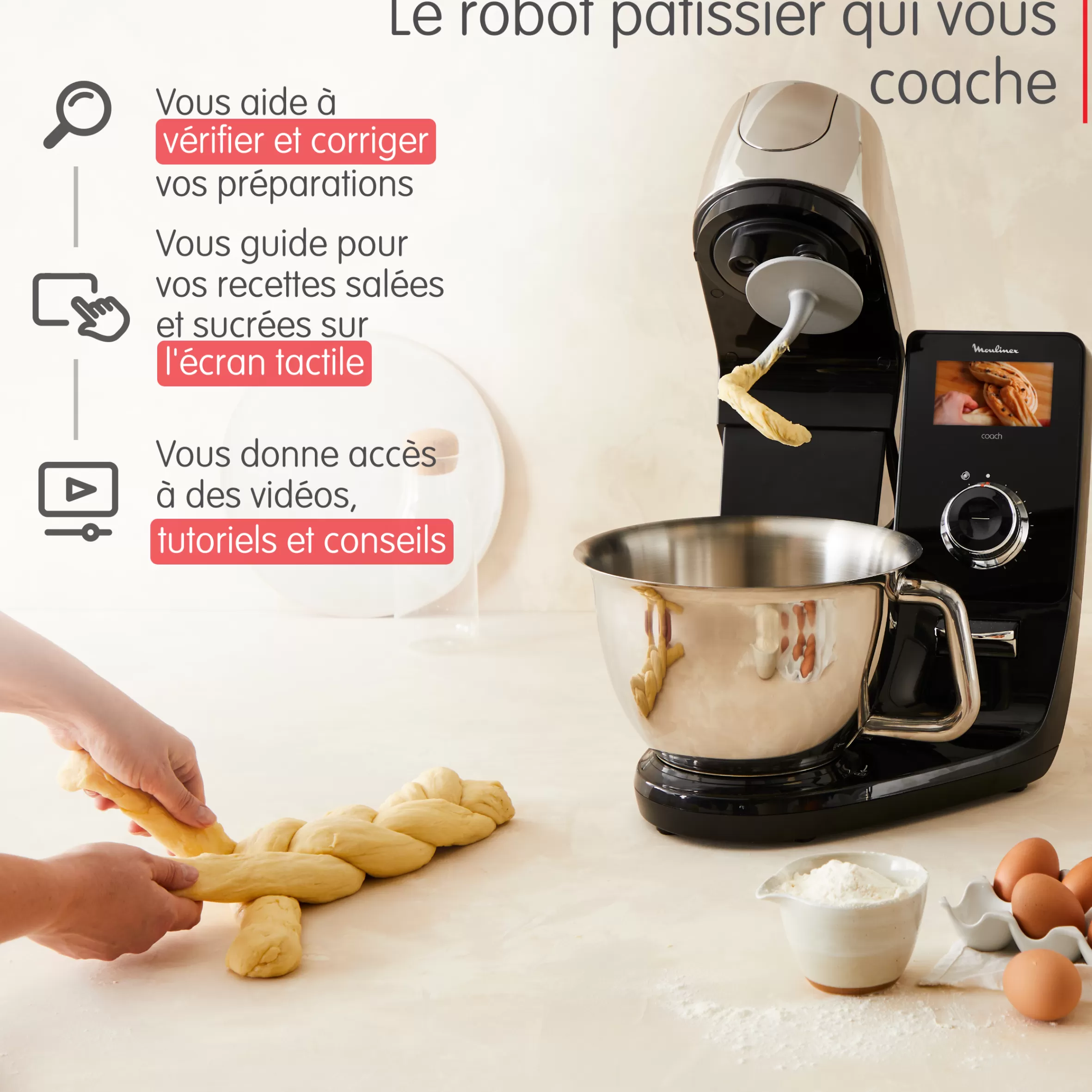 Moulinex Gebakrobots<I-Coach Touch, Connected Pastry Robot, 21 programma's, coaching op het scherm, Balans