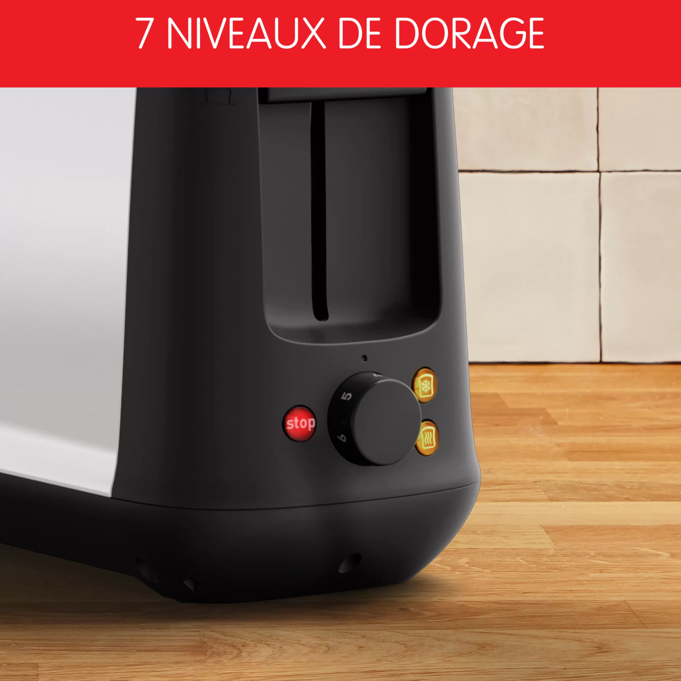 Moulinex Broodroosters<Subito roestvrijstalen broodrooster, 1 lange gleuf 25 cm, 7 bruiningsniveaus