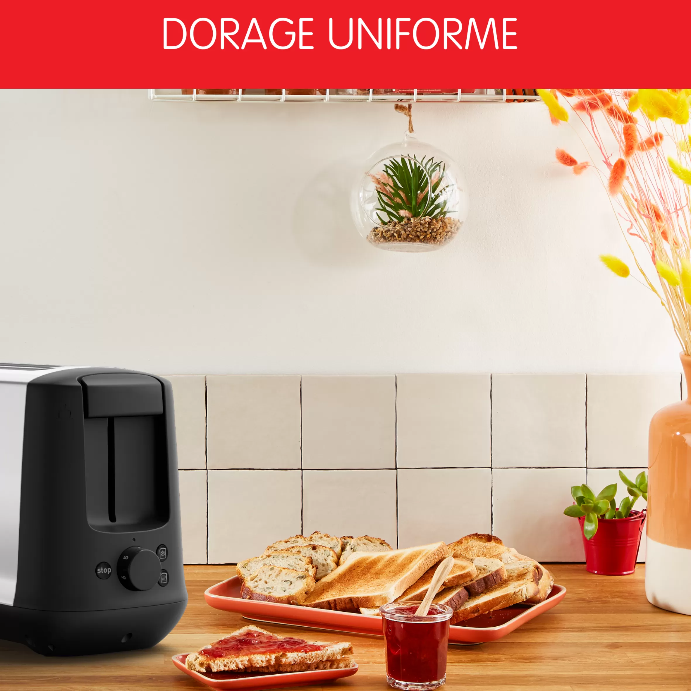 Moulinex Broodroosters<Subito roestvrijstalen broodrooster, 1 lange gleuf 25 cm, 7 bruiningsniveaus