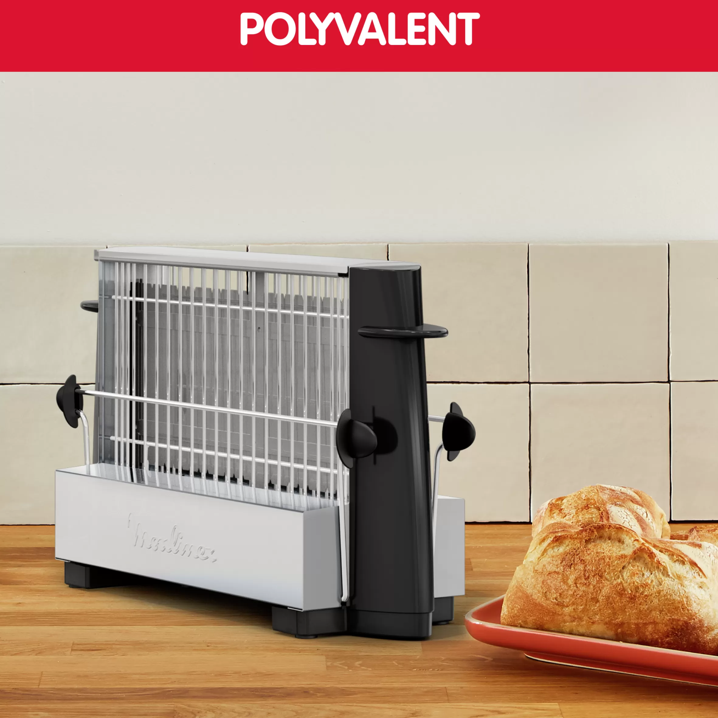 Moulinex Broodroosters<Vintage roestvrij staal 1 lange sleuf