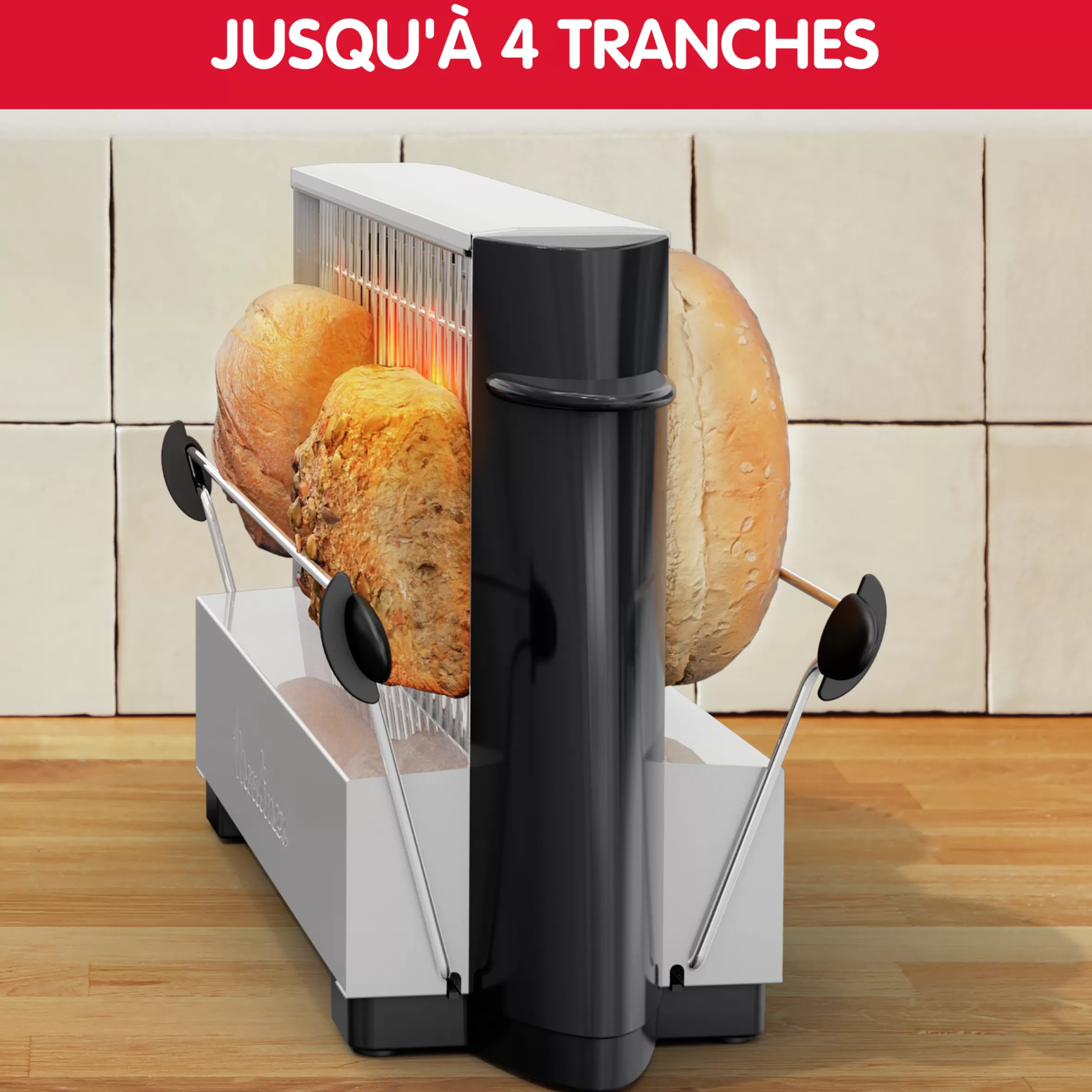 Moulinex Broodroosters<Vintage roestvrij staal 1 lange sleuf