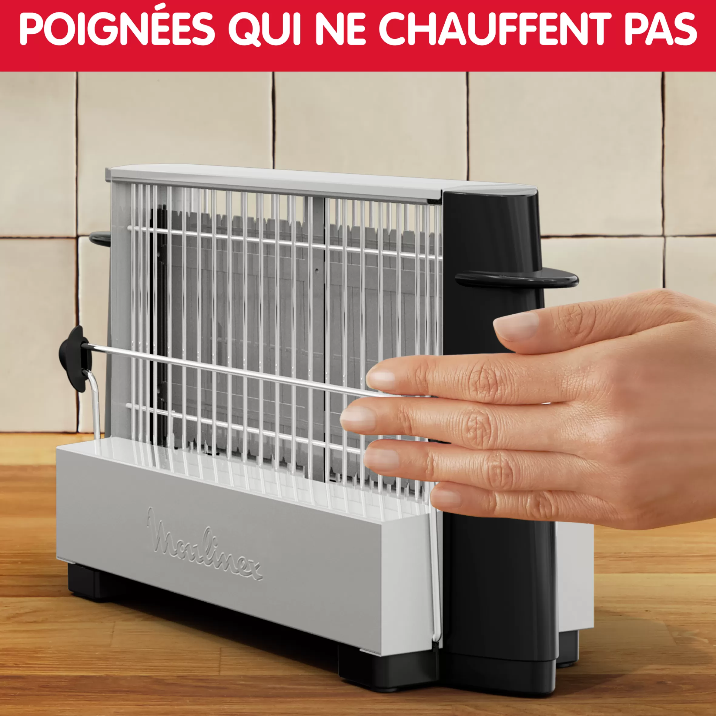 Moulinex Broodroosters<Vintage roestvrij staal 1 lange sleuf